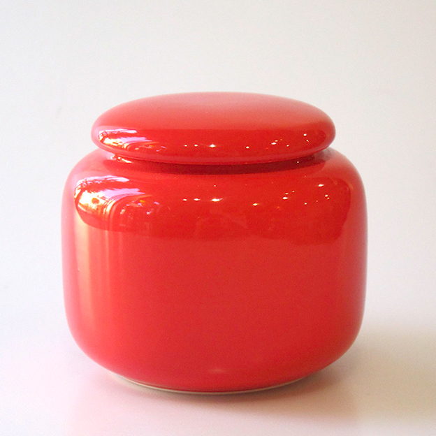 中国茶器【陶器茶葉罐(紅)１個】