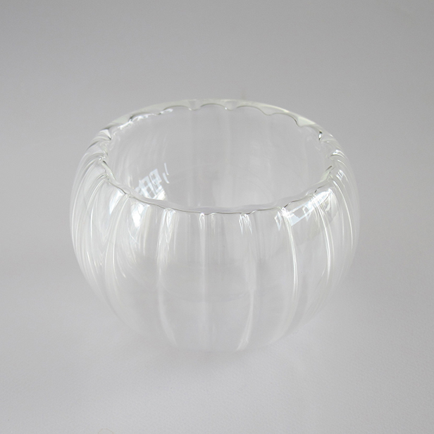 中国茶器【耐熱ガラスカボチャ型双層杯A（30ml）】