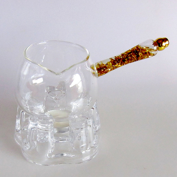 中国茶器【耐熱ガラスサーバー・ウォーマーＡセット　燃料20個付き 】